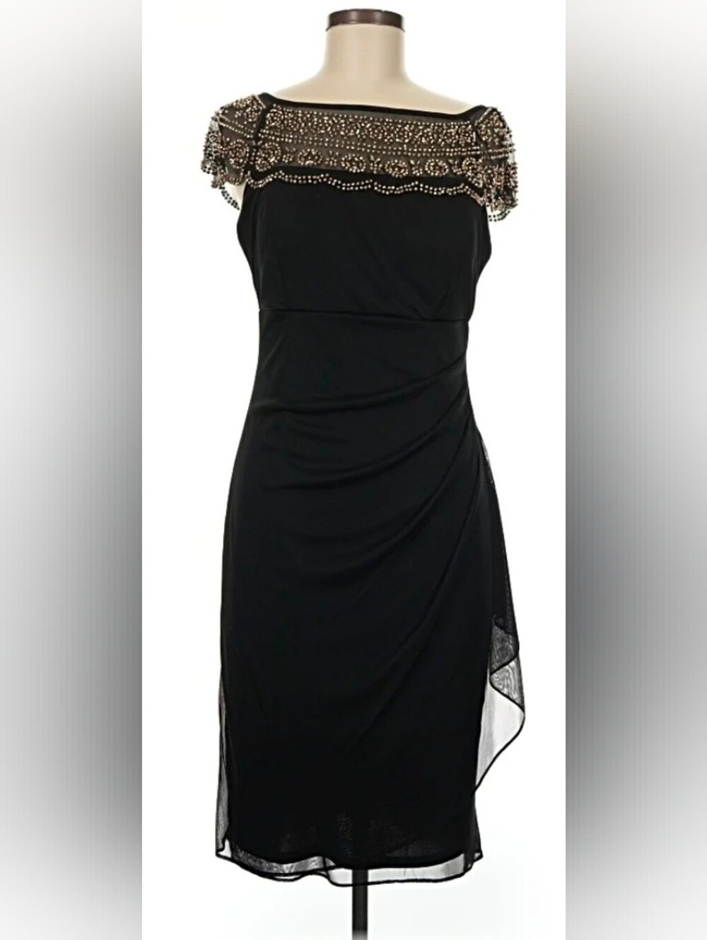 MSK Black Beaded Strapless Evening Dress